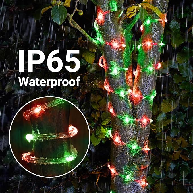 Solar Rope Lights, 66ft 200LED Solar String Lights, 8 Modes Waterproof Solar - Image 5