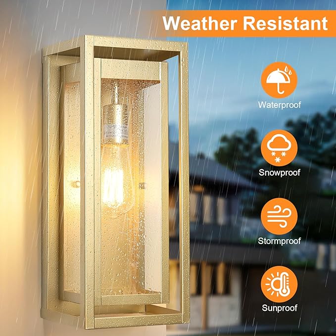 15" Large Gold Outdoor Light Fixture Wall Mount, 2 Pack Waterproof Outdoor - Image 3