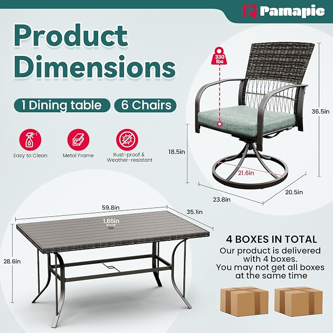 Pamapic 7-Piece Outdoor Dining Set - Image 5