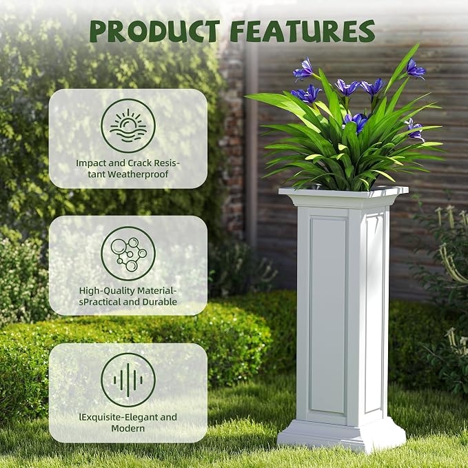 36in Tall Resin Planter Set of 2, Large Outdoor Planter - Image 3