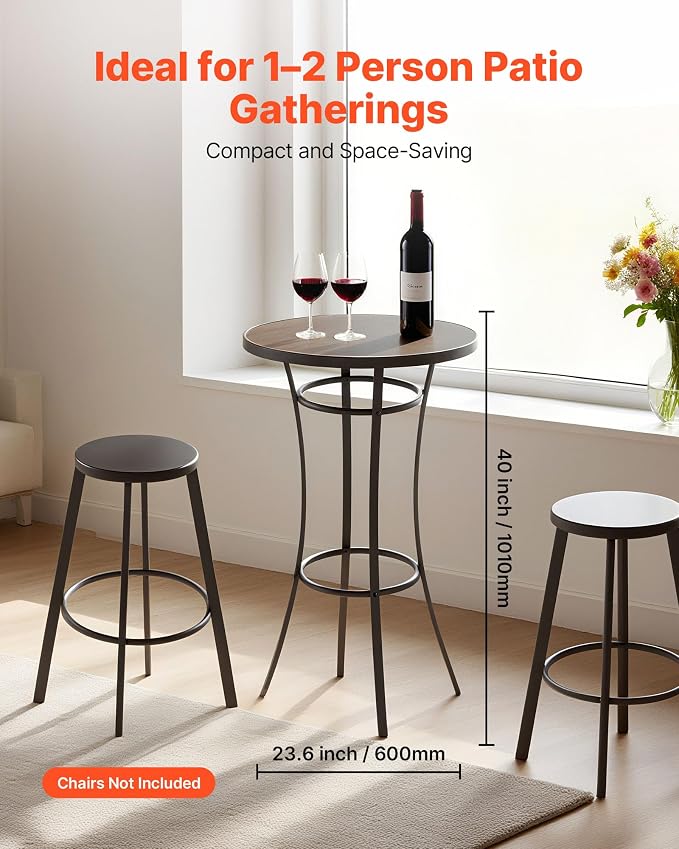VEVOR Outdoor Round Bar Table, 23.7 in Counter Bar Height Bistro Table - Image 3