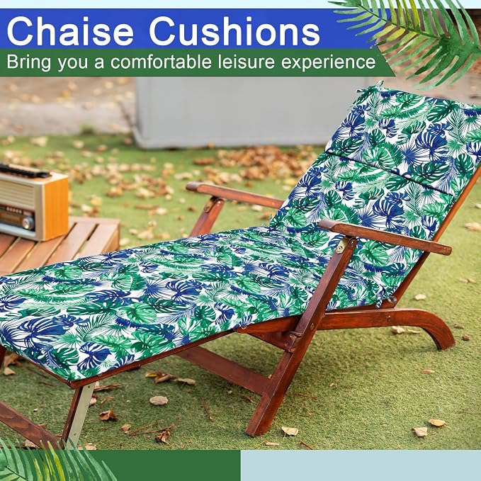 2 Pcs Indoor Outdoor Chaise Lounge Cushions 72 x 22 Inches Sponge Bench Outdoor - Image 6