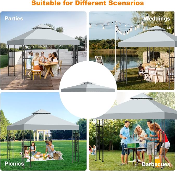 10x10 Canopy Replacement Top Cover Canopy Top Replacement Double Layer Vented - Image 8