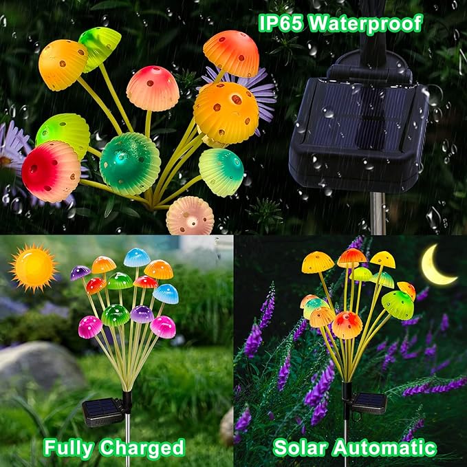 Kohlrabi Solar Garden Lights, 4 Pack Solar Mushroom Lights Outdoor, Upgraded - Image 5
