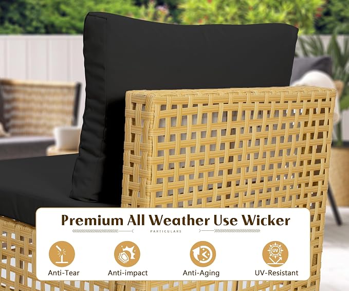 LHBcraft 7-Piece Wicker Outdoor Patio Furniture Set, Modular Rattan Outdoor - Image 5
