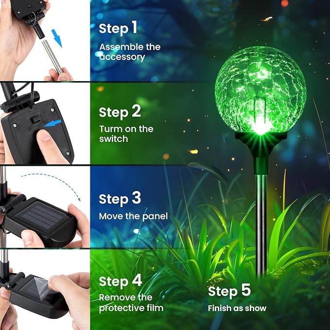 GIGALUMI Solar Garden Lights 6 Pack, Outdoor Solar Lights - Image 5