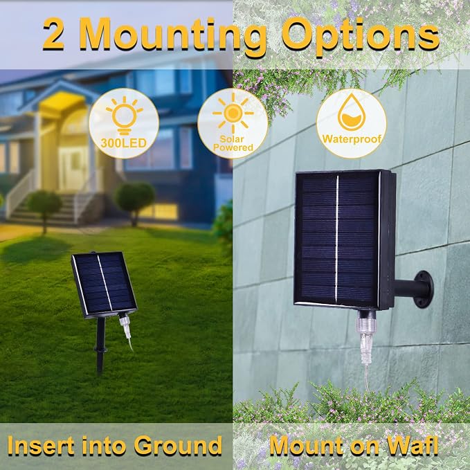 300 LED Solar Curtain Lights Outdoor Indoor Solar Christmas Lights Fairy Window - Image 6
