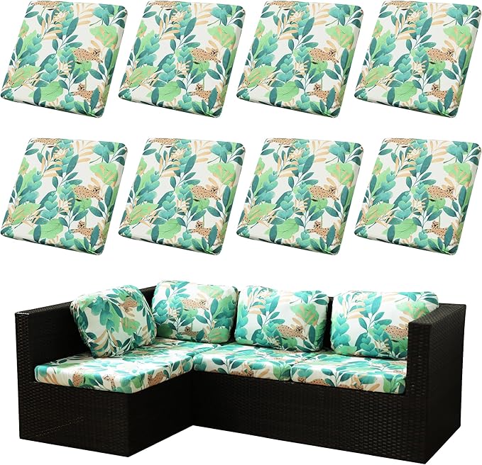 8Pcs Stretch Patio Cushion Covers, Outdoor Couch Covers Replacement, Outdoor by BIETYONE