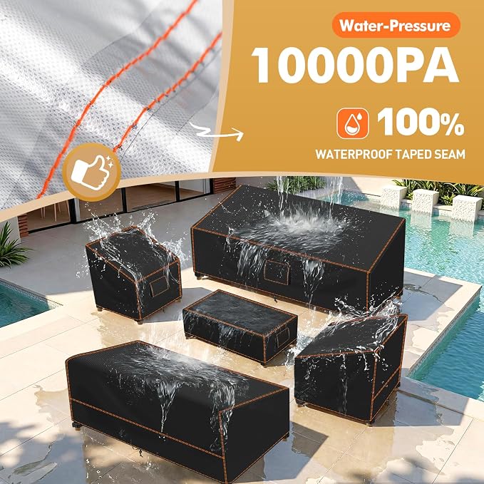 SUNICO Outdoor Cover for Patio Furniture, 5 Piece Patio Set Cover Waterproof - Image 3