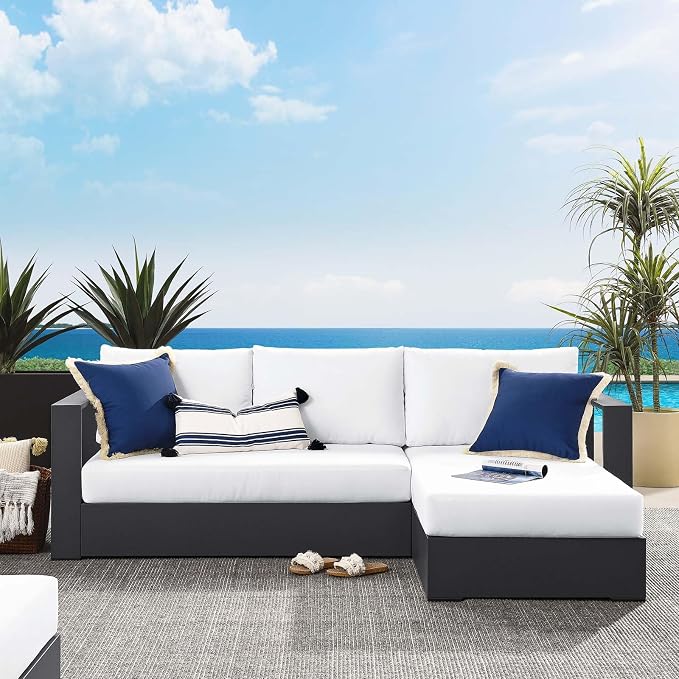 Modway Tahoe Modular Aluminum 2-Piece Outdoor Patio Furniture Gray White by Modway