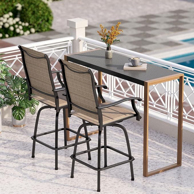 PHI VILLA 3 Piece Outdoor Bar Set, Bar Height Patio Table and Chairs by PHIVILLAThepioneerofcomfortablehouseholdsupplies