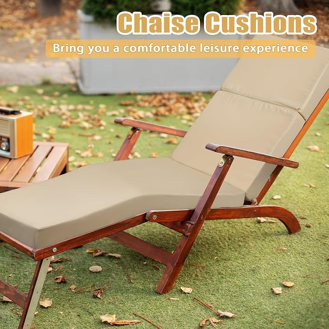 2 Pcs Indoor Outdoor Chaise Lounge Cushions Sponge Bench Outdoor Furniture - Image 5
