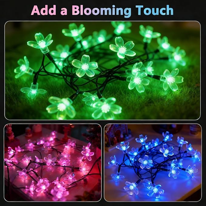 60 LED Solar String Lights Outdoor Waterproof Flower Fairy Lights - Image 6