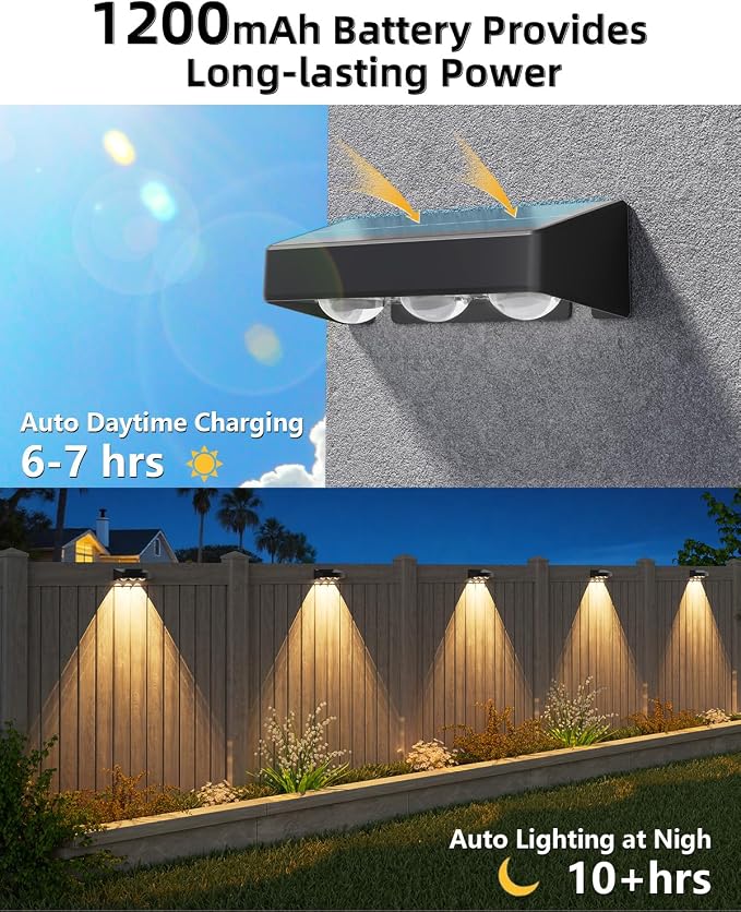 Solar Fence Lights Outdoor, 8 Pack, 9 Fixed Colors ＆ Color Changing Fence - Image 5