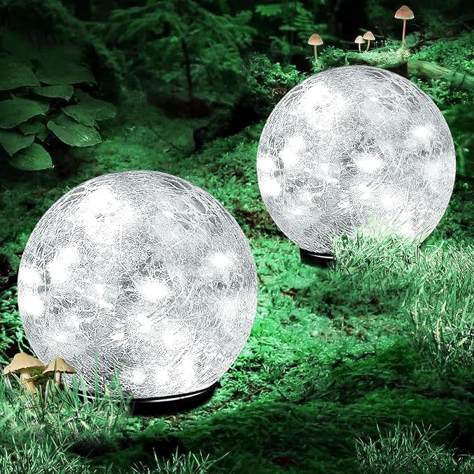 Coroor Garden Solar Ball Lights Outdoor Waterproof, 50 LED Cracked Glass Globe by Coroor