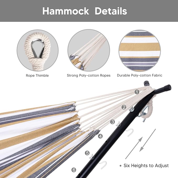 SUNCREAT 2-in-1 Convertible Double Hammocks 2 Person Heavy Duty, Large Patio - Image 5