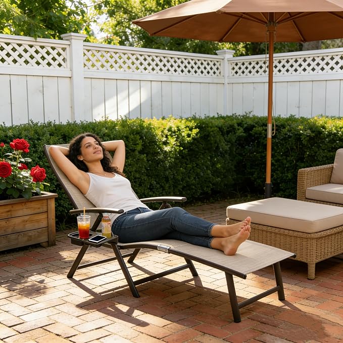 Kozyard Aluminum Outdoor Chaise Lounge Chair, Adjustable Reclining Patio Lounge - Image 7