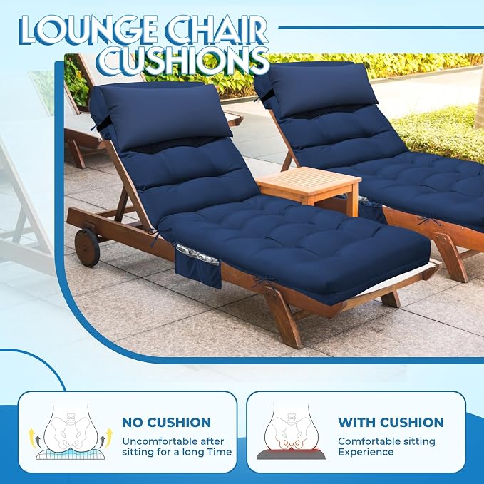Outdoor Chaise Lounge Chair Cushion, Waterproof Outdoor Chair Cushions - Image 6
