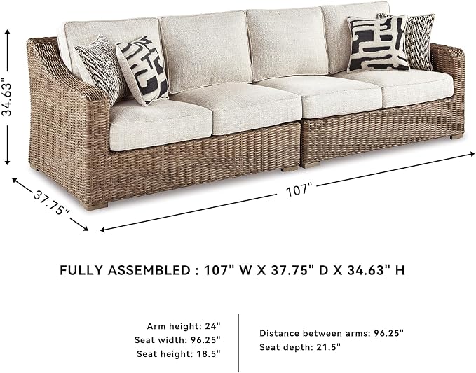 Signature Design by Ashley Beachcroft Outdoor Left & Right Arm Facing Wicker - Image 3