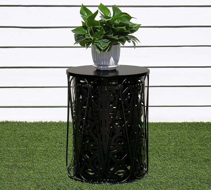HFHOME Set of 3 Metal Outdoor Side Table, Nesting Round Coffee Table - Image 5