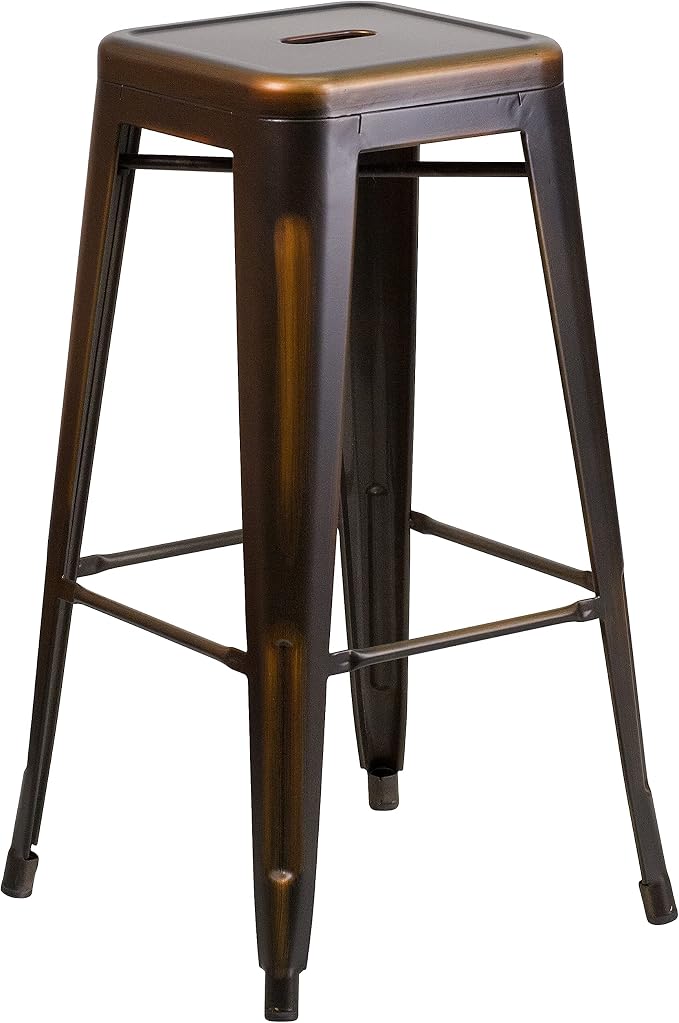 Flash Furniture Kai Commercial Grade 4 Pack 30" High Backless Distressed Copper - Image 8