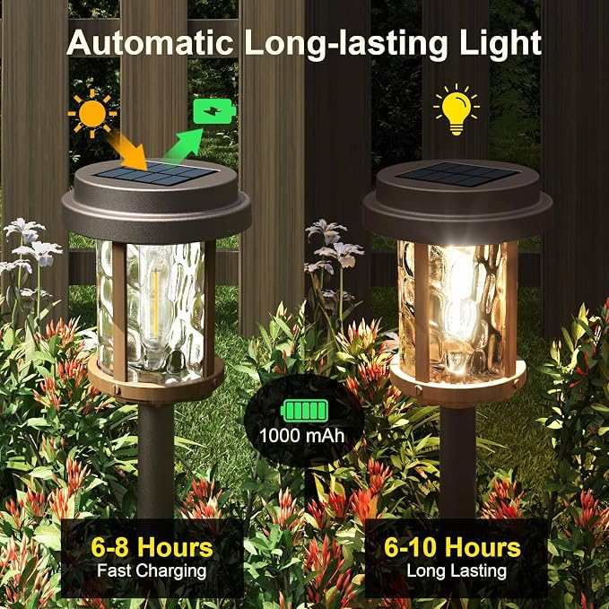 XMCOSY+ Solar Pathway Lights Outdoor 6 Pack, 20 LM Solar Garden Lights Warm - Image 6