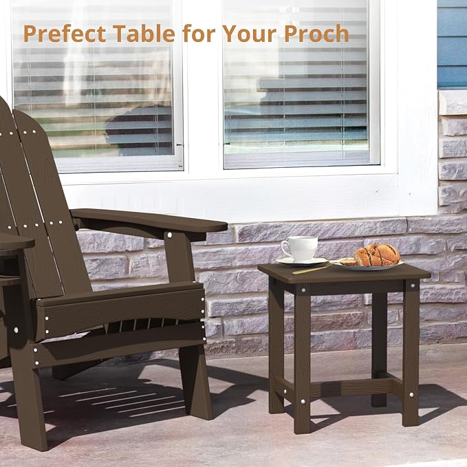 LUE BONA Outdoor Side Table, HDPS Small Outdoor Adirondack Side Tables - Image 5