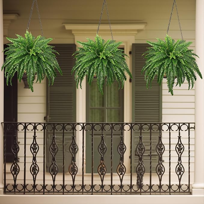 45" Fake Ferns, Realistic Large Artificial Bush Plants, 2 Artificial Boston - Image 7
