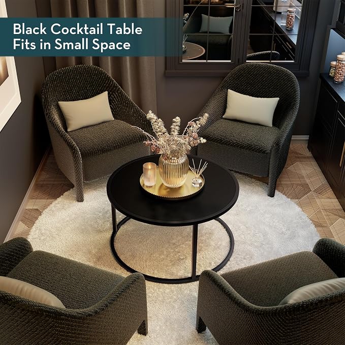 SAYGOER Small Round Coffee Table, Modern Center Table - Image 5