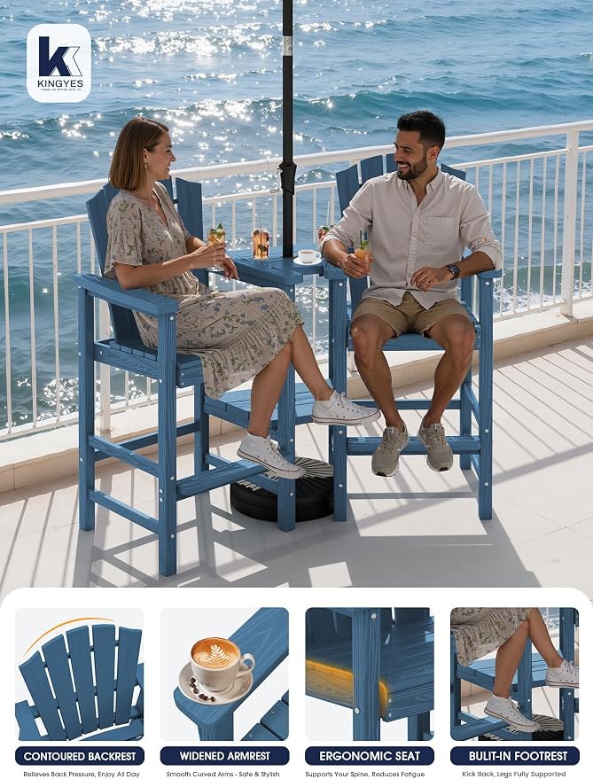 KINGYES Tall Adirondack Chair Set of 4 - Image 9