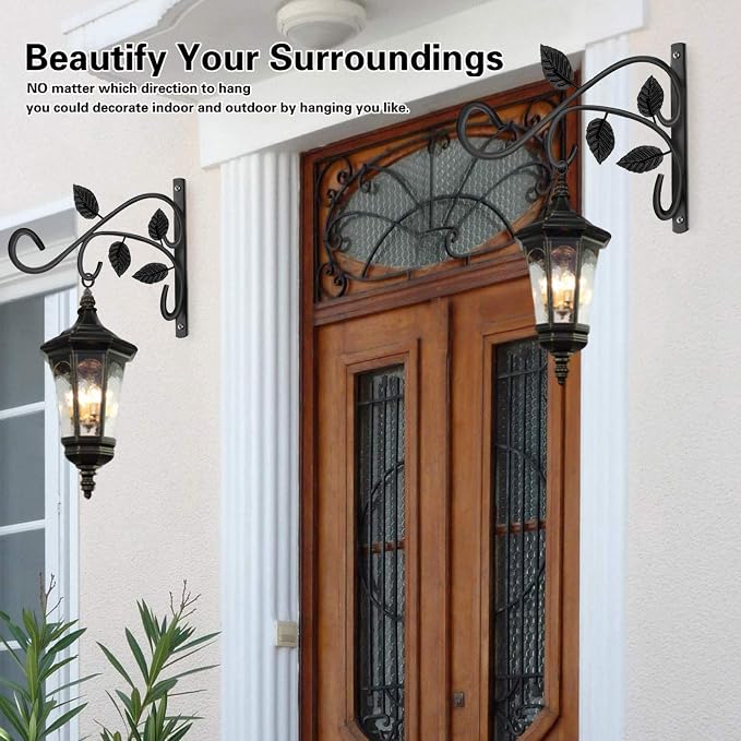 4 PCS Metal Hanging Hook Plants Brackets, 12 Inch Iron Wall Mount Bracket - Image 7