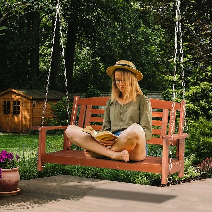 Outvita Porch Swing, Room 600lbs Capacity Fir Wood - Image 8