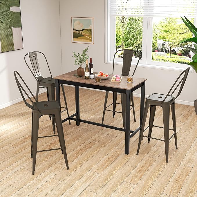 COSTWAY Metal Bar stools Set of 4, - Image 9