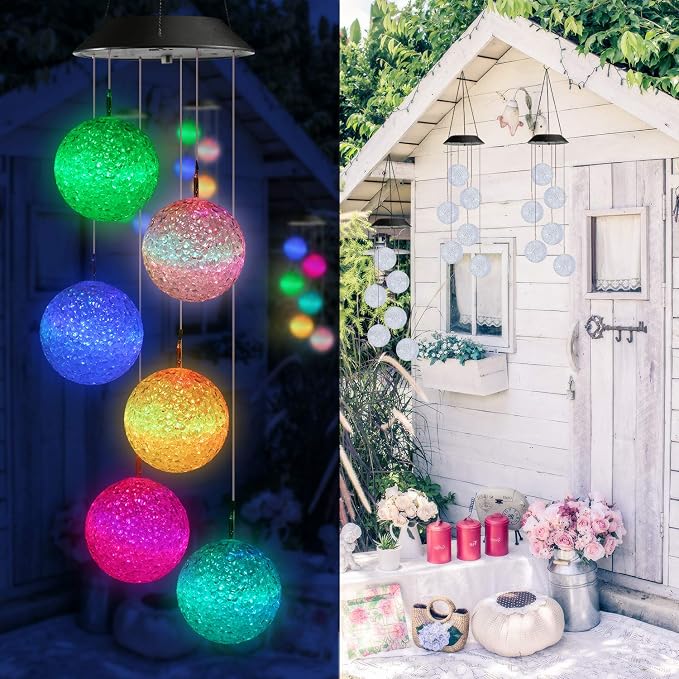 Toodour Solar Wind Chime, Color Changing Ball Wind Chimes, LED Decorative Mobile - Image 7