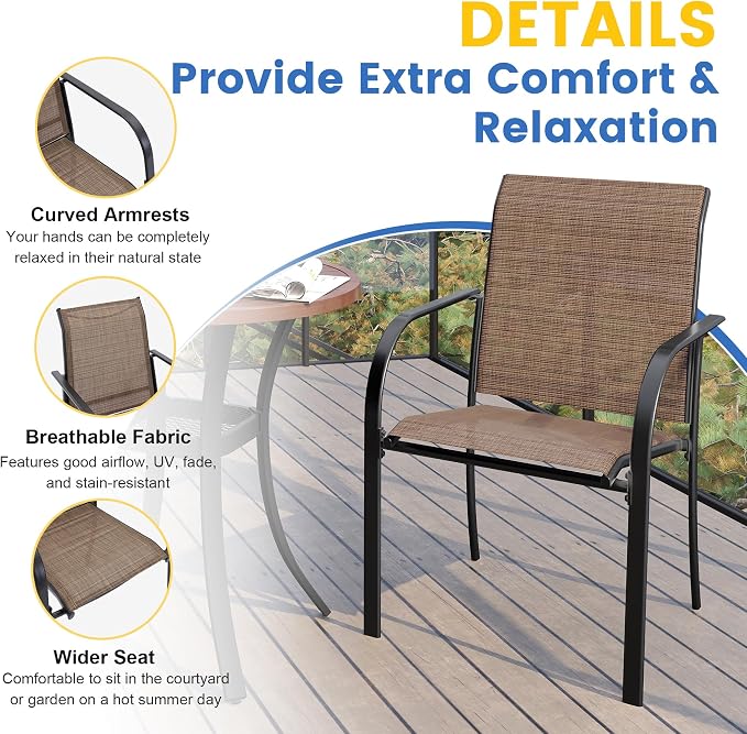 VICLLAX Patio Dining Set for 6, Outdoor Furniture Set Includes 63" Rectangle - Image 4