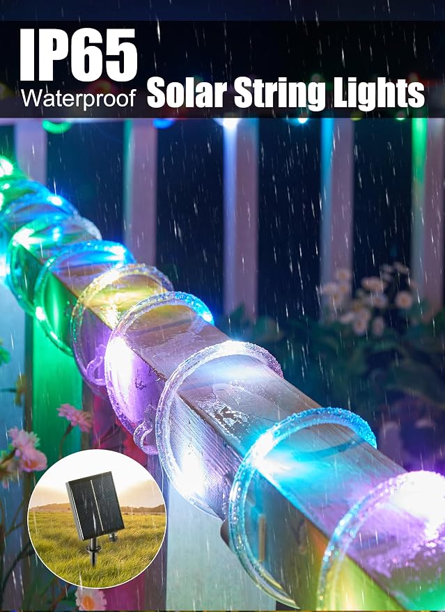 Brightown Solar String Lights Outdoor Waterproof, 18 Colors Changing 39FT Fairy - Image 5