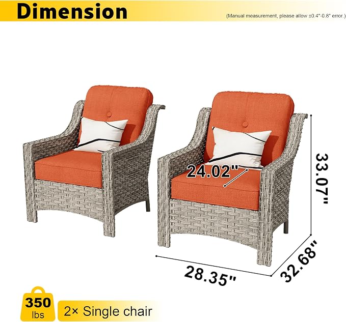 HOOOWOOO 2 Piece Patio Chairs Set, Outdoor Wicker Chairs, All Weather Resistant - Image 6