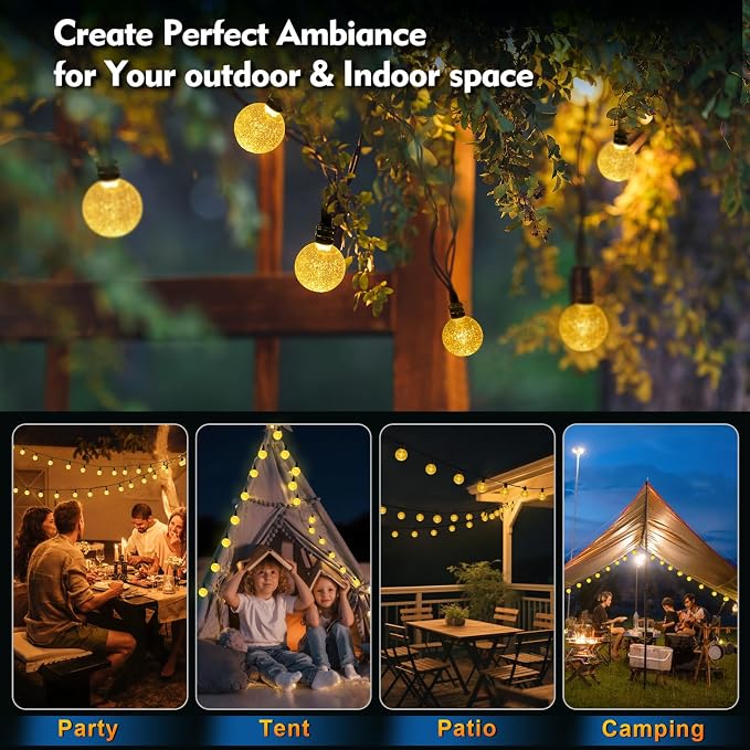 SMY Lighting 25FT Rechargeable Battery Operated 60 LED Crystal Globe String - Image 7
