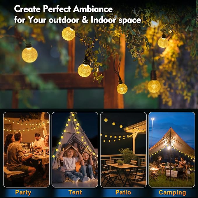 SMY Lighting 22FT Rechargeable Battery Operated 50 LED Crystal Globe String - Image 7
