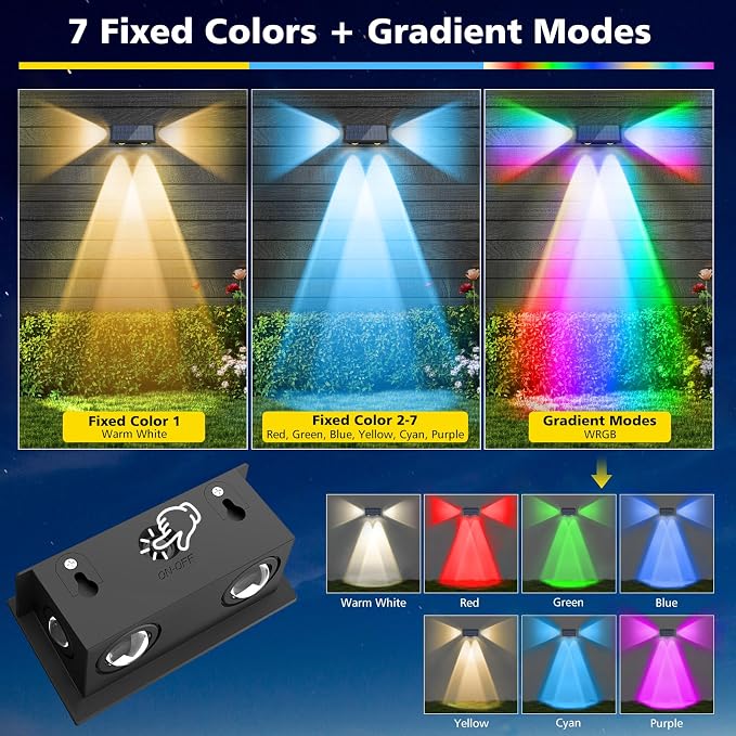 T-SUN Solar Fence Lights Outdoor, Waterproof 8 Mode RGB & Warm White Fence - Image 5