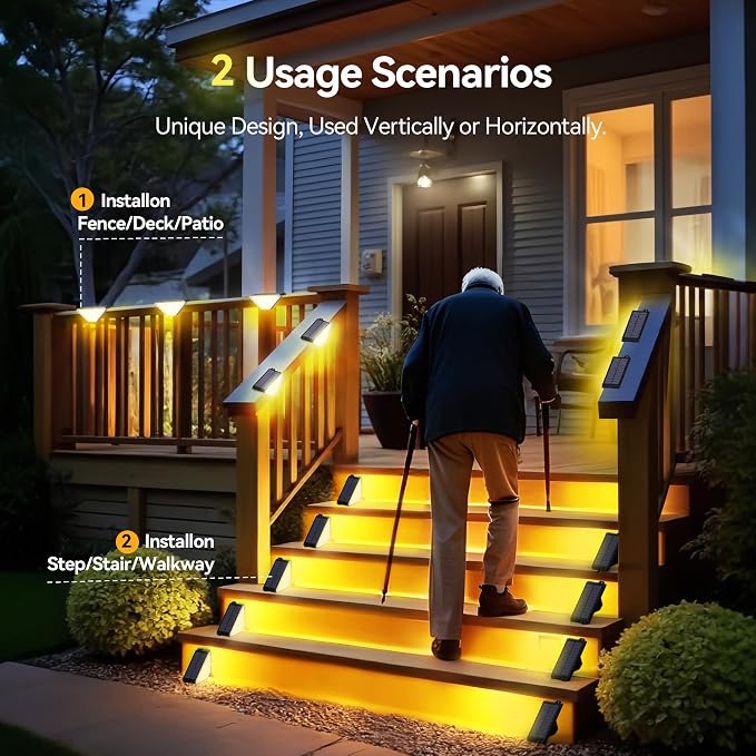 TECKNET Solar Step Lights for Outside, 2 Modes Brightness Adjustable, 24 LEDs - Image 2