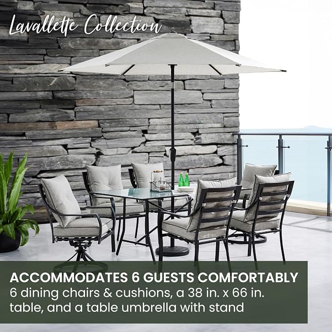 Hanover Lavallette 7-Piece Patio Dining Set, Modern Outdoor Dining Set - Image 5