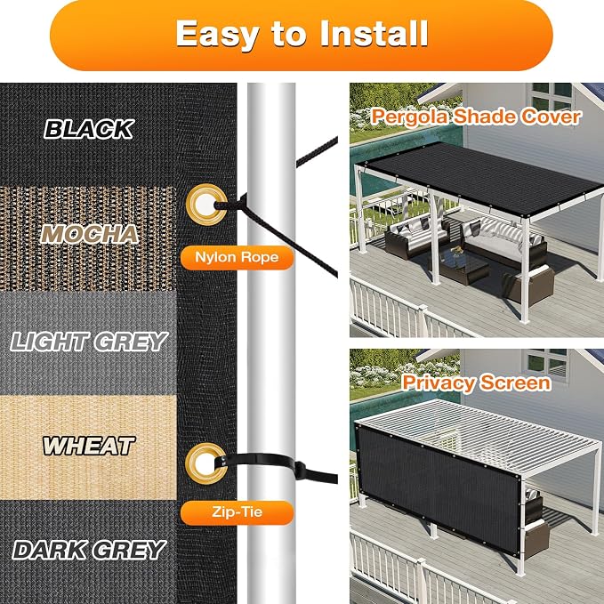 Artpuch Outdoor Pergola Shade Cover 9x12 FT Sun Shade Cloth - Image 5