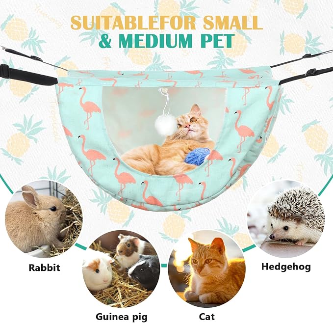 Unittype 2 Pieces Cat Cage Hammock Hanging Pet Bed Double Layer Soft Plush - Image 4