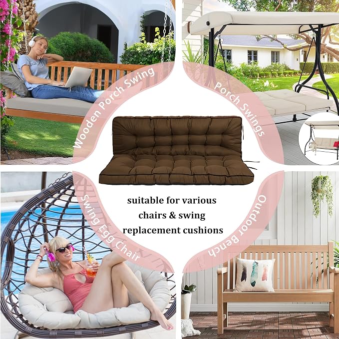 2-3 Seat Swing Replacement Cushion, Outdoor Bench Cushions - Image 7