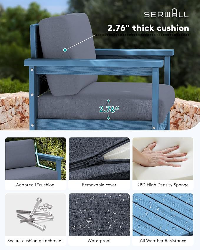 SERWALL 4 Pieces HDPE Outdoor Sofa Set - Image 3