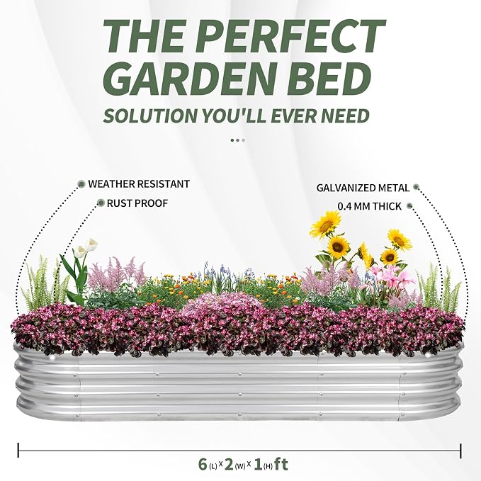 1MORE Galvanized Raised Garden Bed- Planter Garden Boxes Outdoor, Raised Beds - Image 5