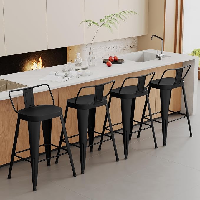 Aklaus Metal Bar Stools Set of 4 Counter Height Bar Stools by AKLAUSHomeFurniture