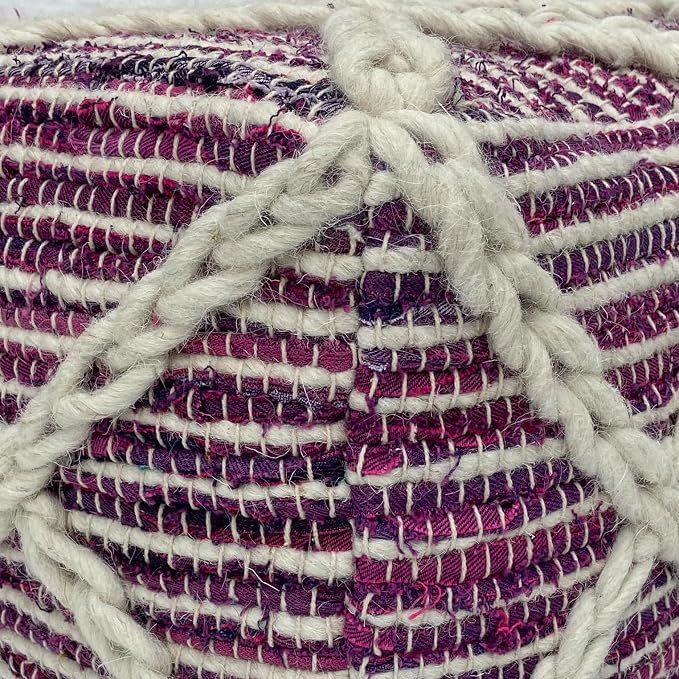 SIMPLIHOME Cowan Contemporary Square Pouf in Magenta and Natural Handloom Woven - Image 5