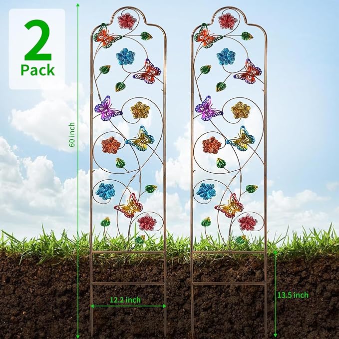 2 Pack Metal Garden Trellis Arched Fence Trellises - Image 2